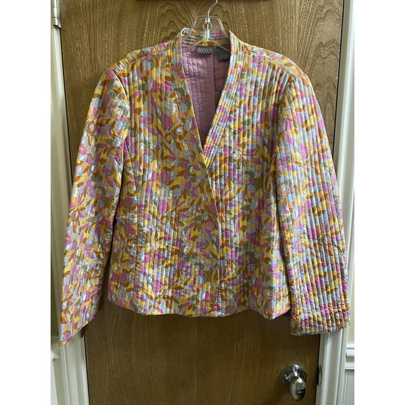 NEW Sigrid Olsen Silk Multicolored Jacket Quilted Floral Pattern Sz Petite M NWT - Picture 2 of 15